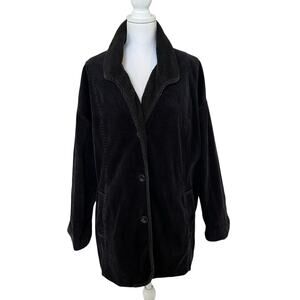 J. Jill Heritage Tumbled Cord Jacket Women's Size XL Black Washed 100% Cotton